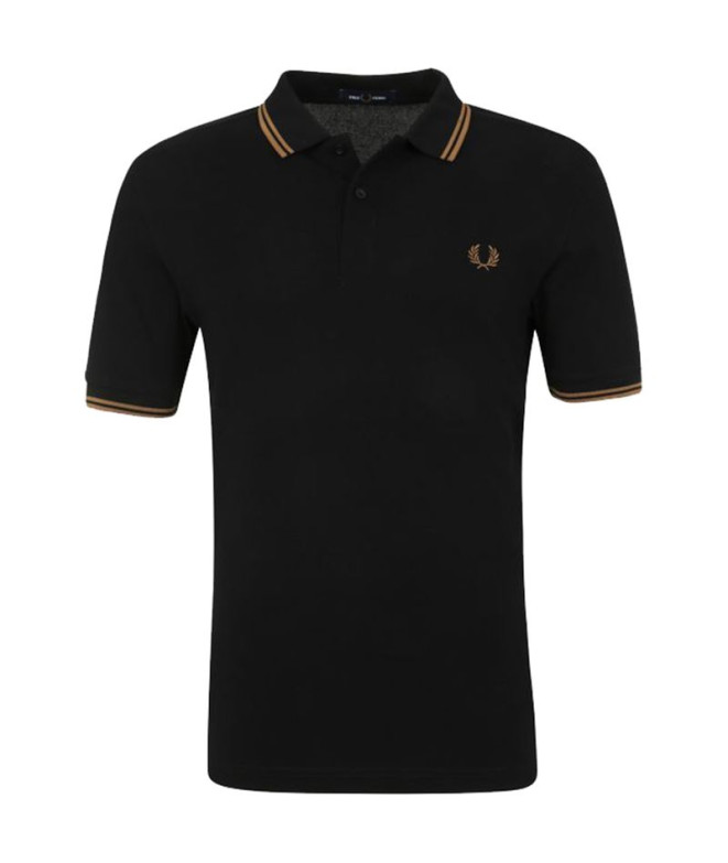 Pólo Fred Perry Twin Tipped preto/dourado Homem