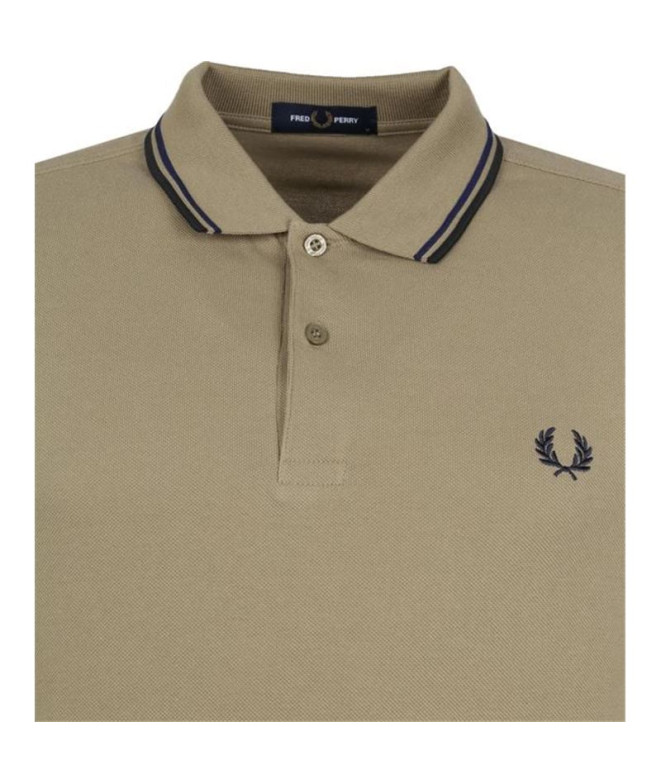 Polo Fred Perry Twin Tipped marron Homme