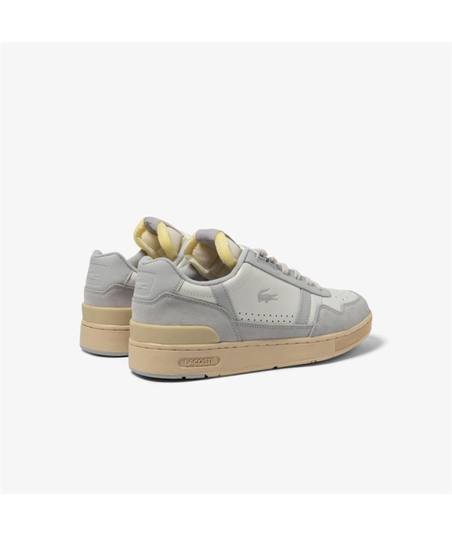 Chaussures Lacoste T-Clip Cuir Tonal Blanc Homme