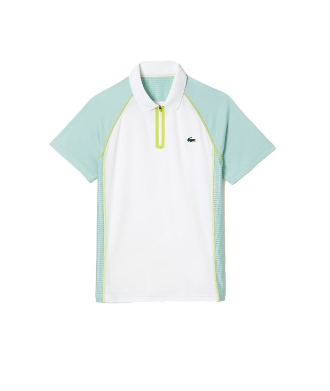 Polo Lacoste Sport Zippered Contrast Placket Tennis White Men's