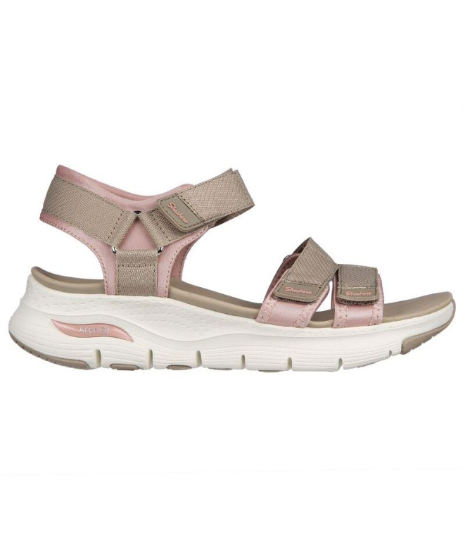 Zapatillas Skechers Arch Fit - Fresh Blo Mujer Taupe Webbing/Pink Neoprene
