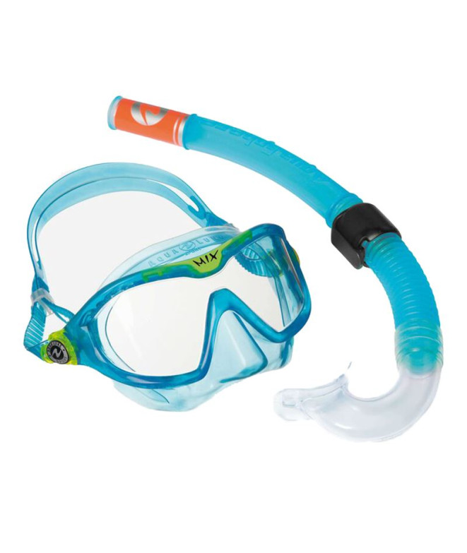 Conjunto Tubo + Máscara Aqua Lung Combo Mix.A Azul claro Verde brilhante S Infantil
