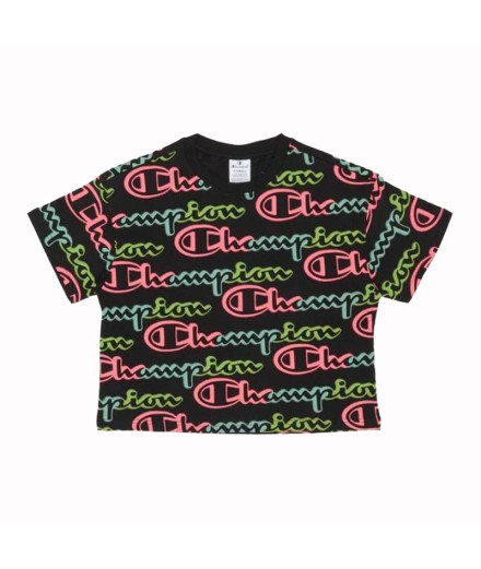 T-shirt Champion Crewneck Croptop Feminino Preto T-shirt Champion Crewneck Croptop Feminino Preto