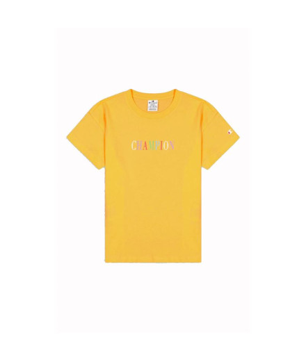 T-shirt Champion Croptop de gola alta para mulher Amarelo