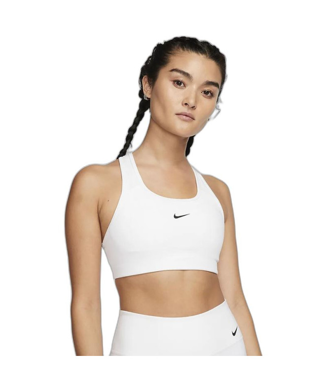 Soutien de desporto de fitness Nike Swoosh Medium-Support para mulher, branco