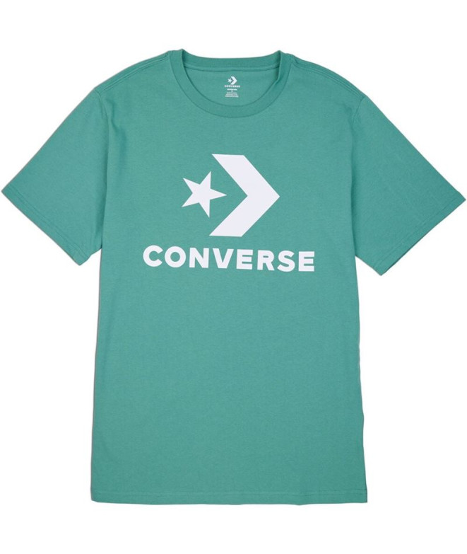 Camiseta Converse Calça de algodão de ajuste normal, frente central, logótipo grande, estrela, Chevron, verde