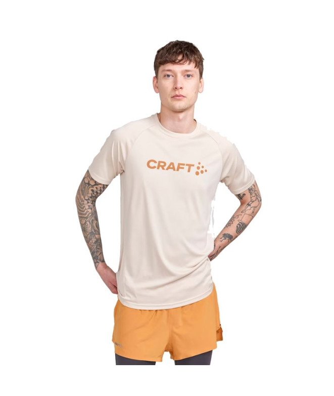 T-Shirt Running Craft Core Essence Logo Homme Ecru