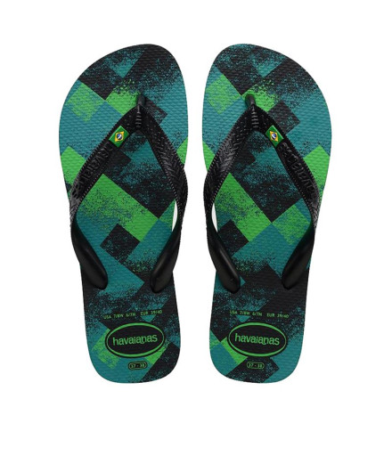 Tongs Havaianas Brasil Fresh Hommes Noir/Noir/Vert Feuille 2