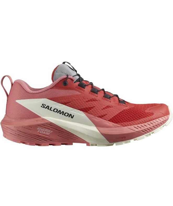 Zapatillas de Trail Salomon Sense Ride 5 Rojo/Blanco Mujer