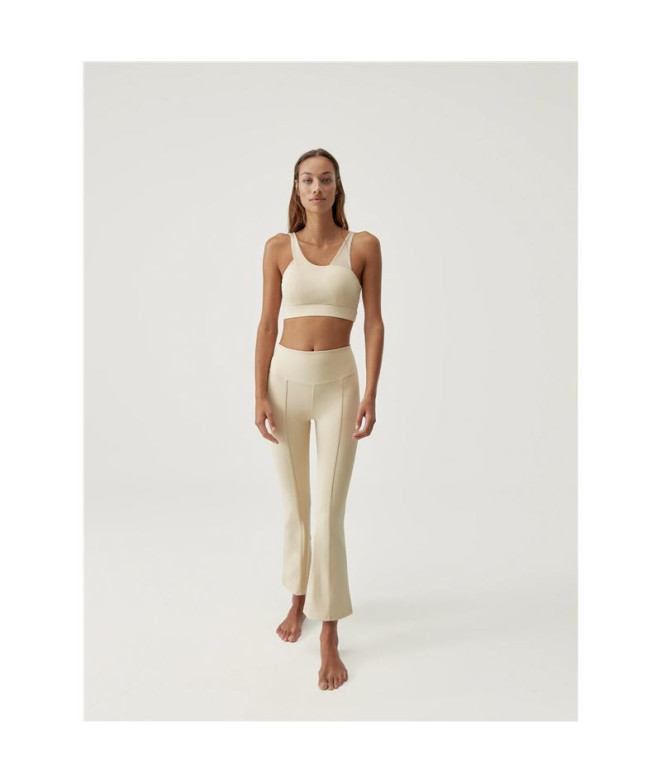 Mallas Born Living Yoga Jin Flare Oat Milk Mujer