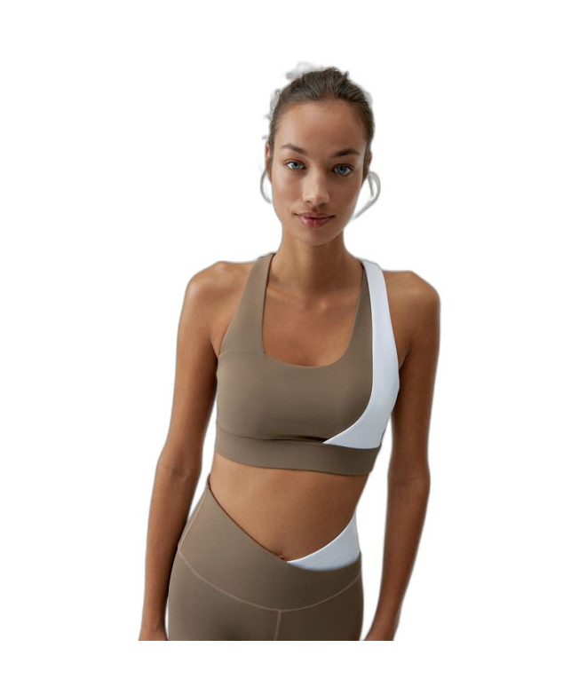 Soutien-gorge de sport Born Living Yoga Cleo Fossil/White Women's