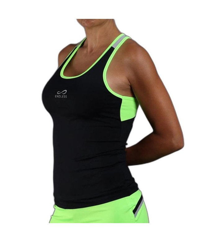 T-Shirt Padel Endless Flow Preto-verde para mulher