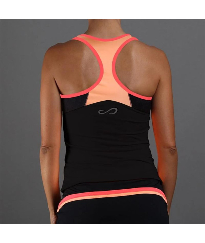 Chemise Padel Endless Flow Femmes Noir-Saumon