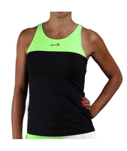 T-Shirt Padel Endless Lace Femme Noir-Vert