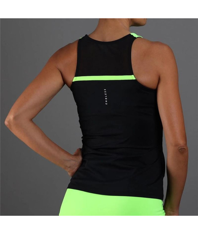 T-Shirt Padel Endless Lace Femme Noir-Vert