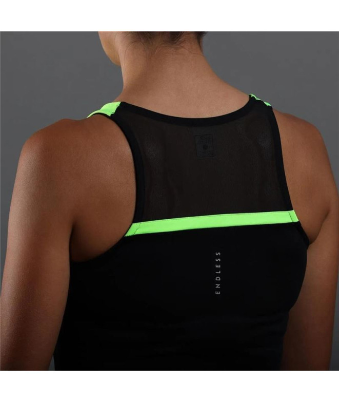 T-Shirt Padel Endless Lace Femme Noir-Vert
