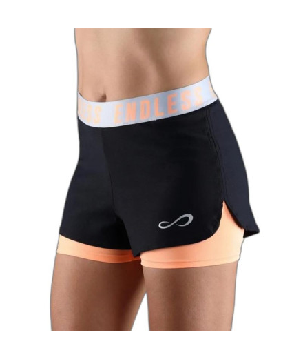 Calções Padel Endless Tech Iconic para mulher Preto-Salmão