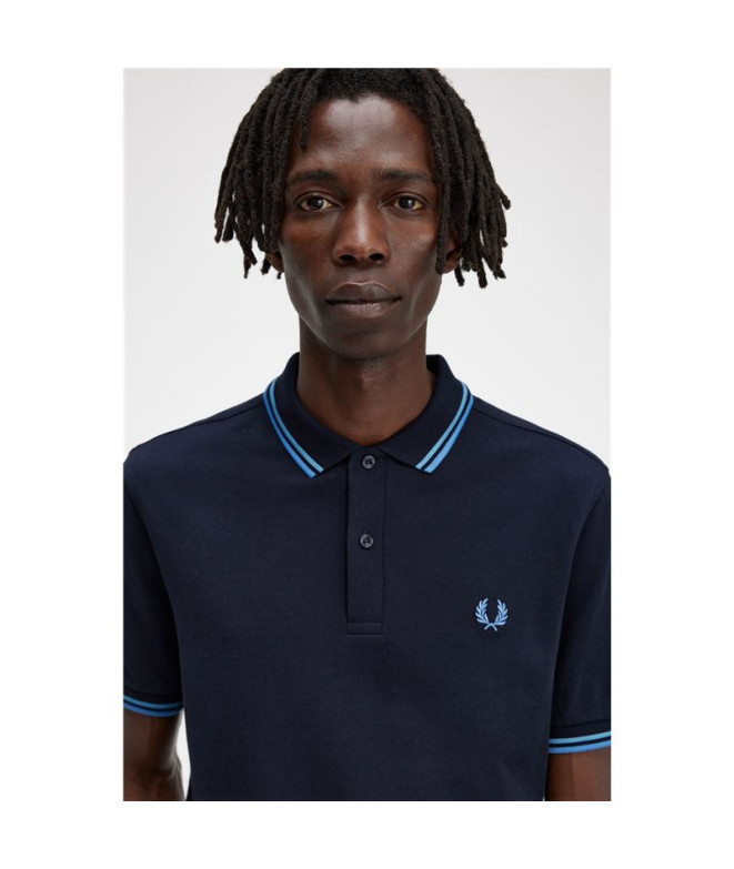 Polo bleu marine pour hommes Fred Perry Twin...