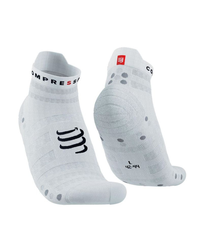 Meias Running Compressport Pro Racing v4.0 Ultralight Run Low White