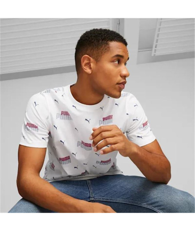 Camiseta Puma Ess+ Logo Power Aop Branco