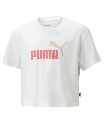 T-shirt Puma Filles Logo Cropped Fille Blanc