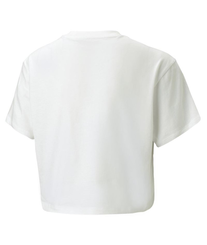 T-shirt Puma Filles Logo Cropped Fille Blanc