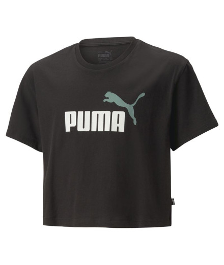 Puma Girls Logo Cropped T-Shirt Girl Black