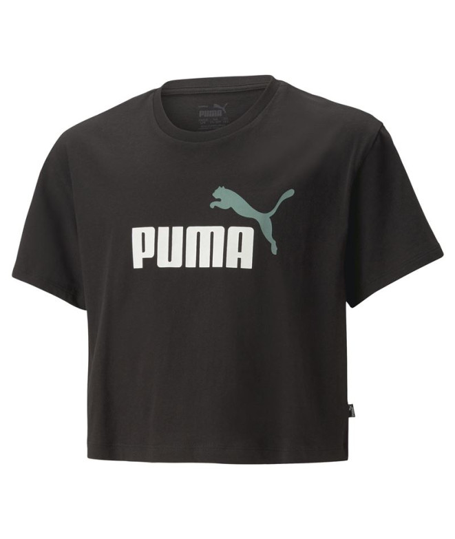 Puma Girls Logo Cropped T-Shirt Girl Black