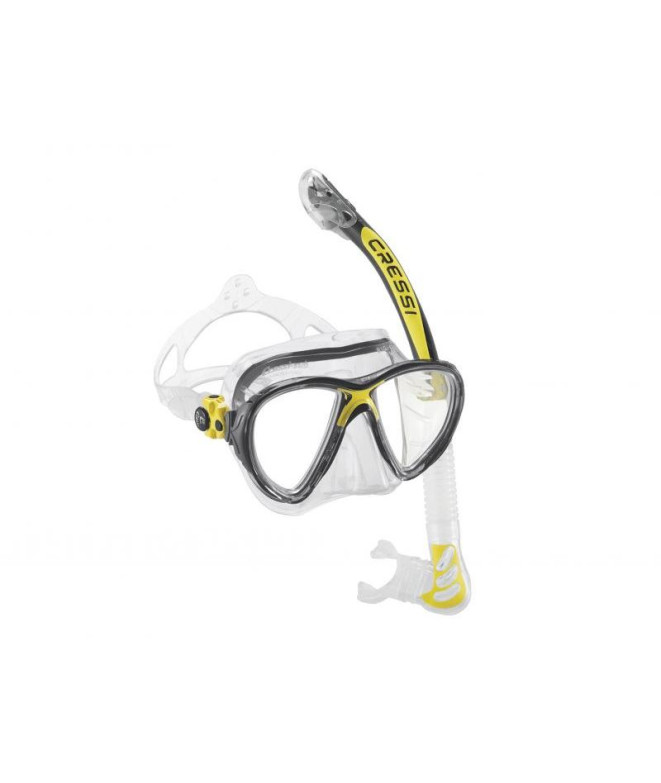 Kit de snorkel Cressi Evo Big Eyes + Alpha Ultra Dry Transparente - Amarillo