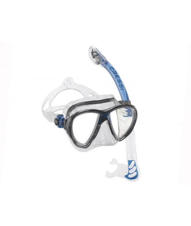 Kit de snorkel Cressi Evo Big Eyes + Alpha Ultra Dry Transparent - Bleu