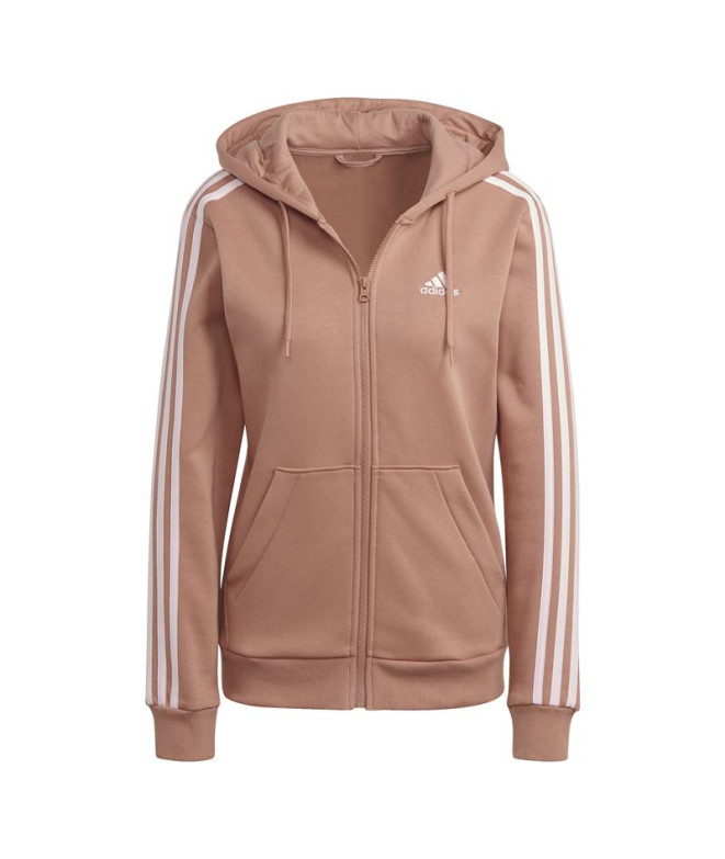 Casaco adidas 3 Stripes Fleece Hoodie Women Coral