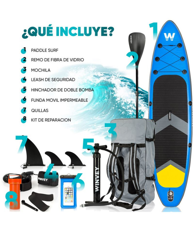 Table de Paddle surf Gonflable Winvey Bleu