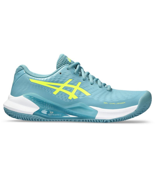 Zapatillas de Tenis ASICS Gel-Challenger 14 Clay Mujer Gris Azul/Safety Yellow