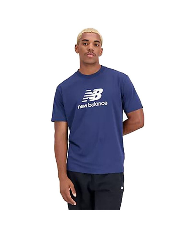 Camiseta New Balance Roupa de trabalho de algodão com logótipo empilhado Essentials Homem