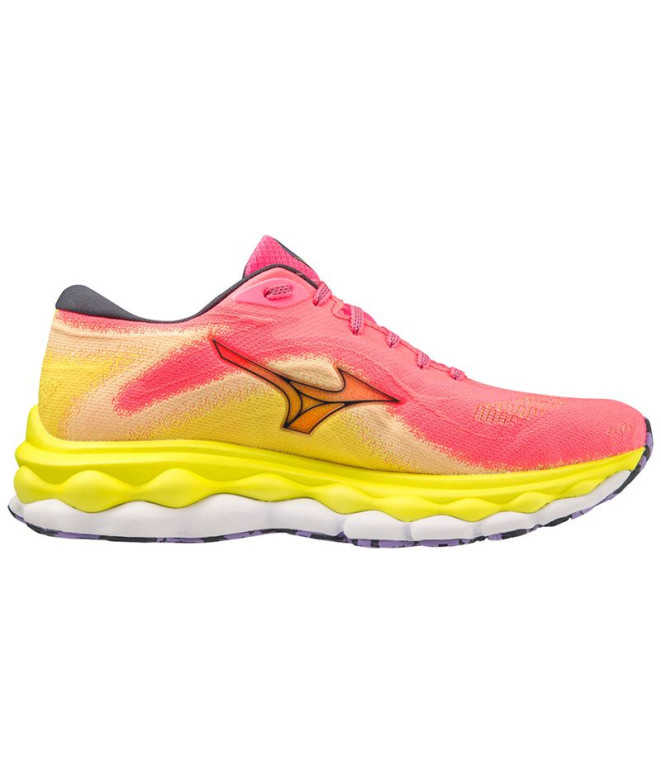 Chaussures par Running Mizuno Wave Sky 7 Fluorescent rose Femme