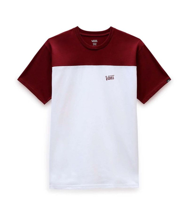 T-shirt Vans Script Crew Block White Garnet Homme