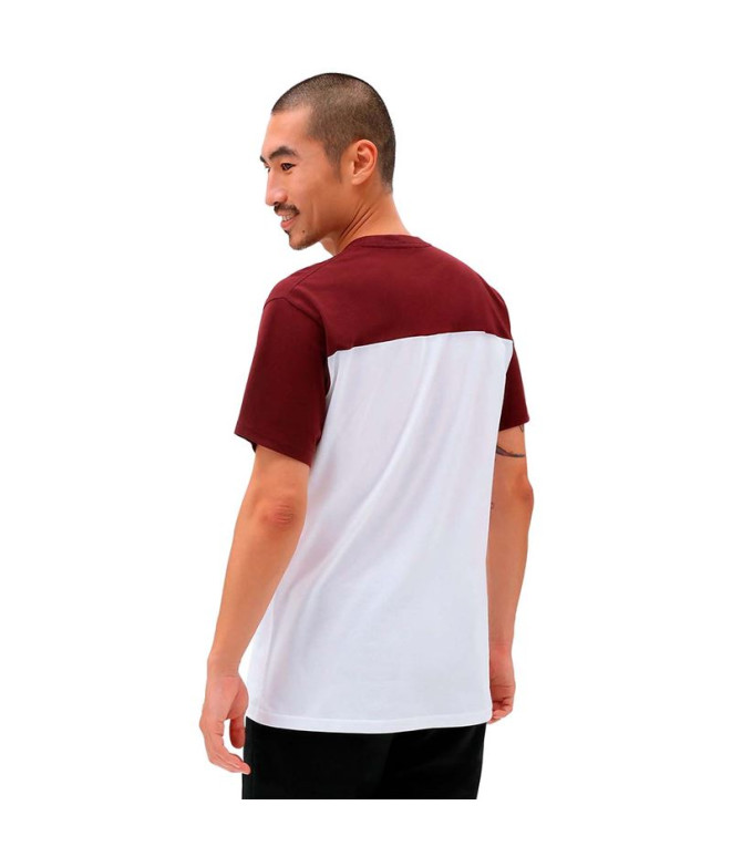 T-shirt Vans Script Crew Block White Garnet Homme
