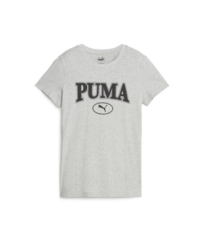 Camiseta Casual Puma Squad Graphicc Tlight Gray Hea Mulher