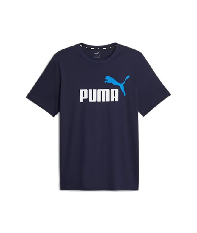 T-shirt Décontracté Puma Ess+ 2 Col Logo Navy Homme