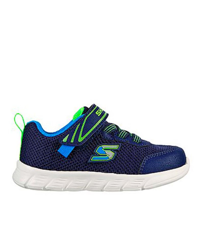 Chaussures Skechers Comfy Flex - Mini Tr Enfant Textile marine & / bordures bleu et citron vert