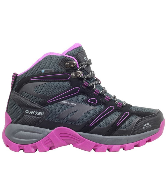 Botas de Montagne Hi-Tec Muflon Mid Wp Femme Noir/Charcoal/Pourpre