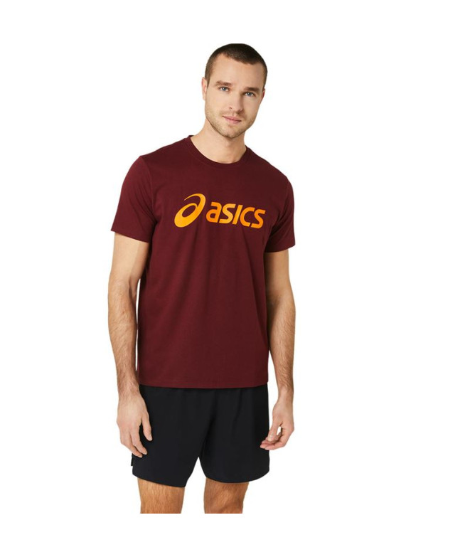 T-Shirt de fitness para homem com logótipo grande da ASICS Vermelho/Laranja brilhante