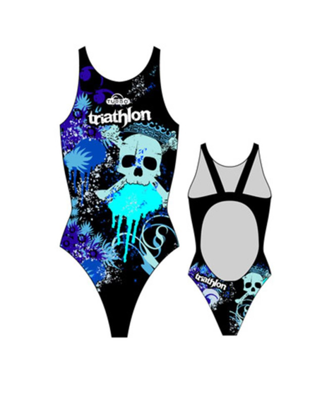 Fato de banho Turbo 'Revolution' Triathlon Skulls Feminino Preto/Royal