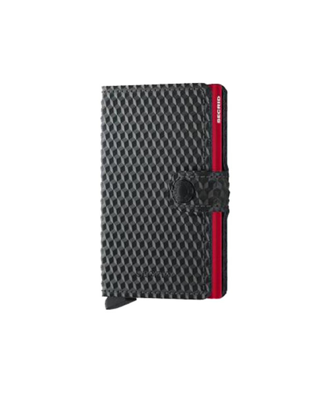 Carteira Miniwallet Cubic Preto-Vermelho Secrid