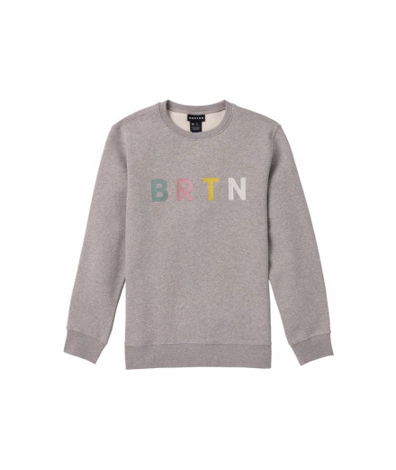 Moletom Burton Mb Brtn Crew Cinza Heather Multi Homem