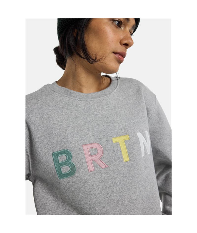 Sudadera Burton Mb Brtn Crew Gray Heather Multi...