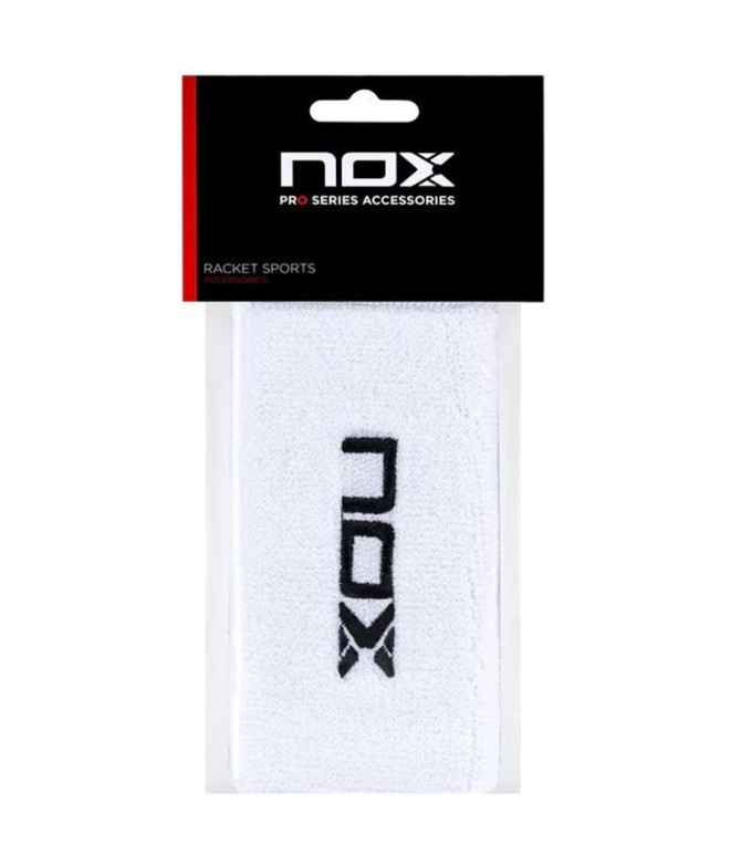 Muñequera de pádel Nox 2 Ud Blanca (Logo En Negro)