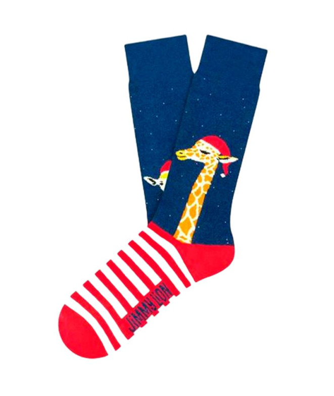 Chaussettes Jimmy Lion Girafe de Noël Bleu foncé