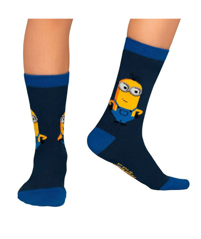 Chaussettes Jimmy Lion Minions Hello Bleu foncé