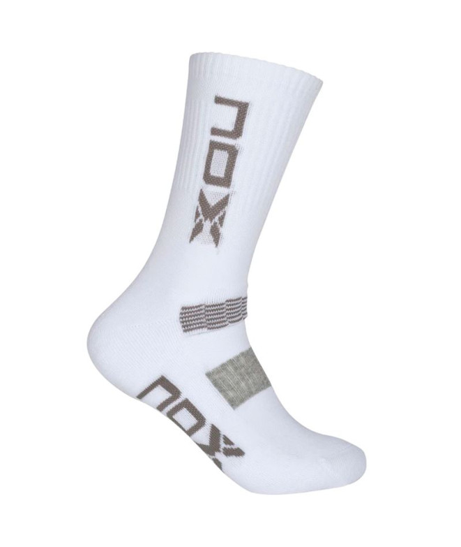 Chaussettes of pádel Nox Half-Cut Tecnicos Homme White Vertical Logo Grey